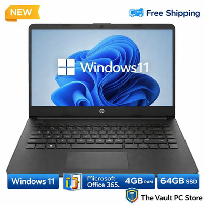 Neuer HP 14'' Laptop Windows 11 + Microsoft 365 Office | 4GB RAM 64GB SSD