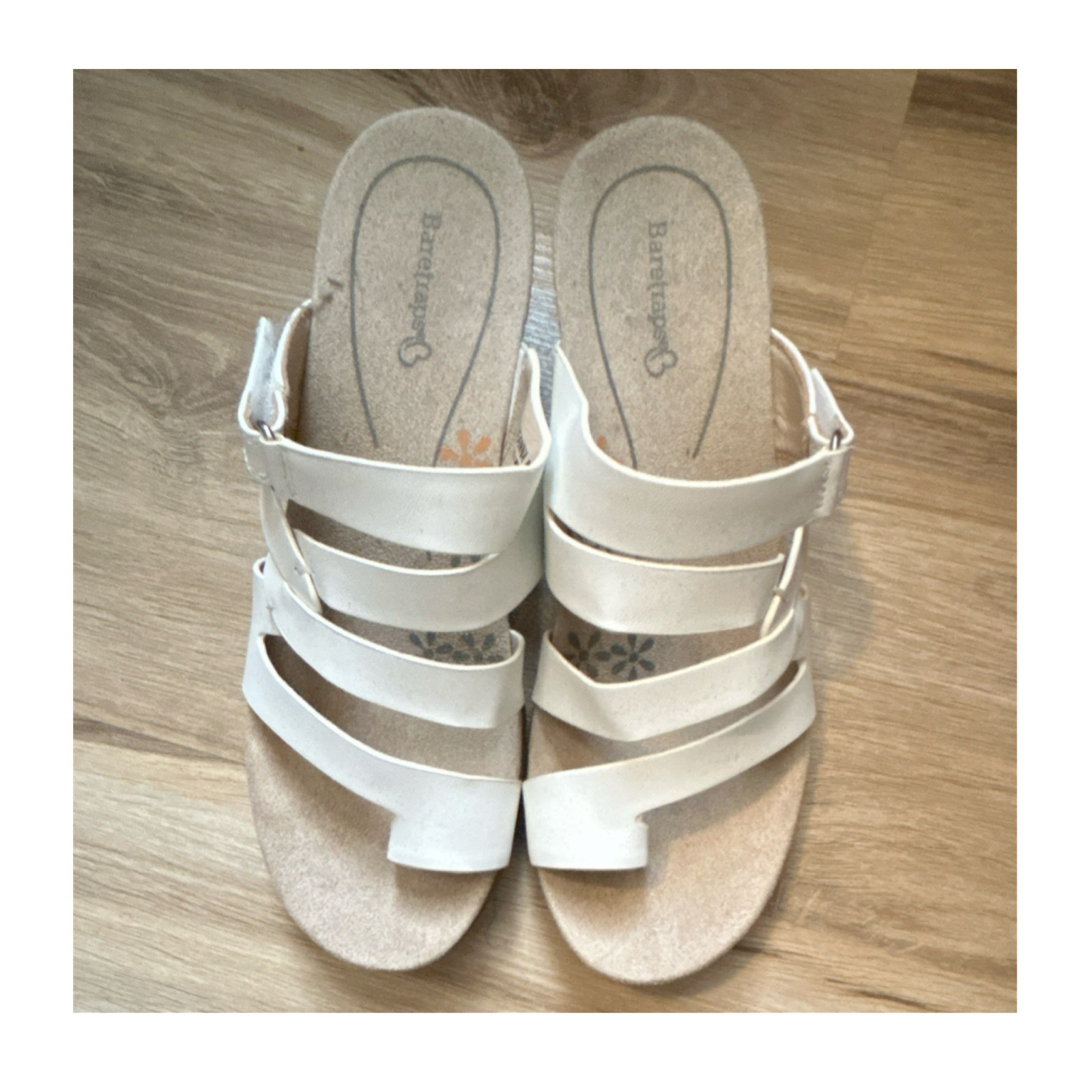 Baretraps Strappy Wedge Slip-On Sandals White Leather Women's 8.5