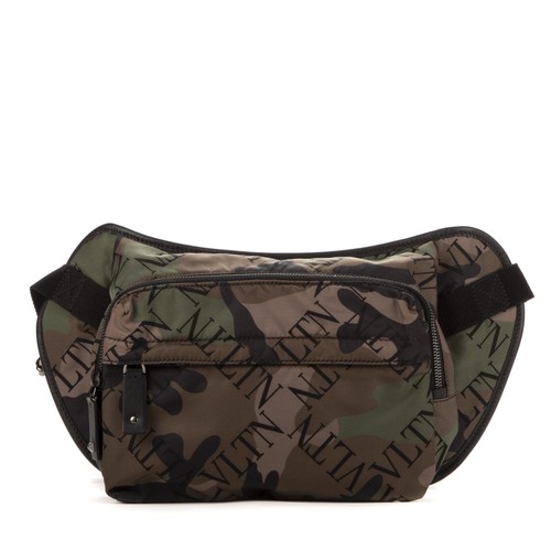 Valentino Army Green Camouflage Banane Shoulder Bag Nylon Camouflage Canvas