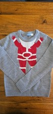 Pepperts Girls Grey Christmas Jumper Age 8?10 Years Santa Design Festive Knitwea