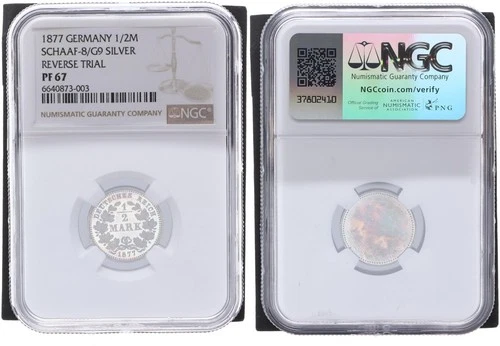 GERMANY 1/2 Mark 1877 Silber Probe der Vorderseite NGC PF 67  130799