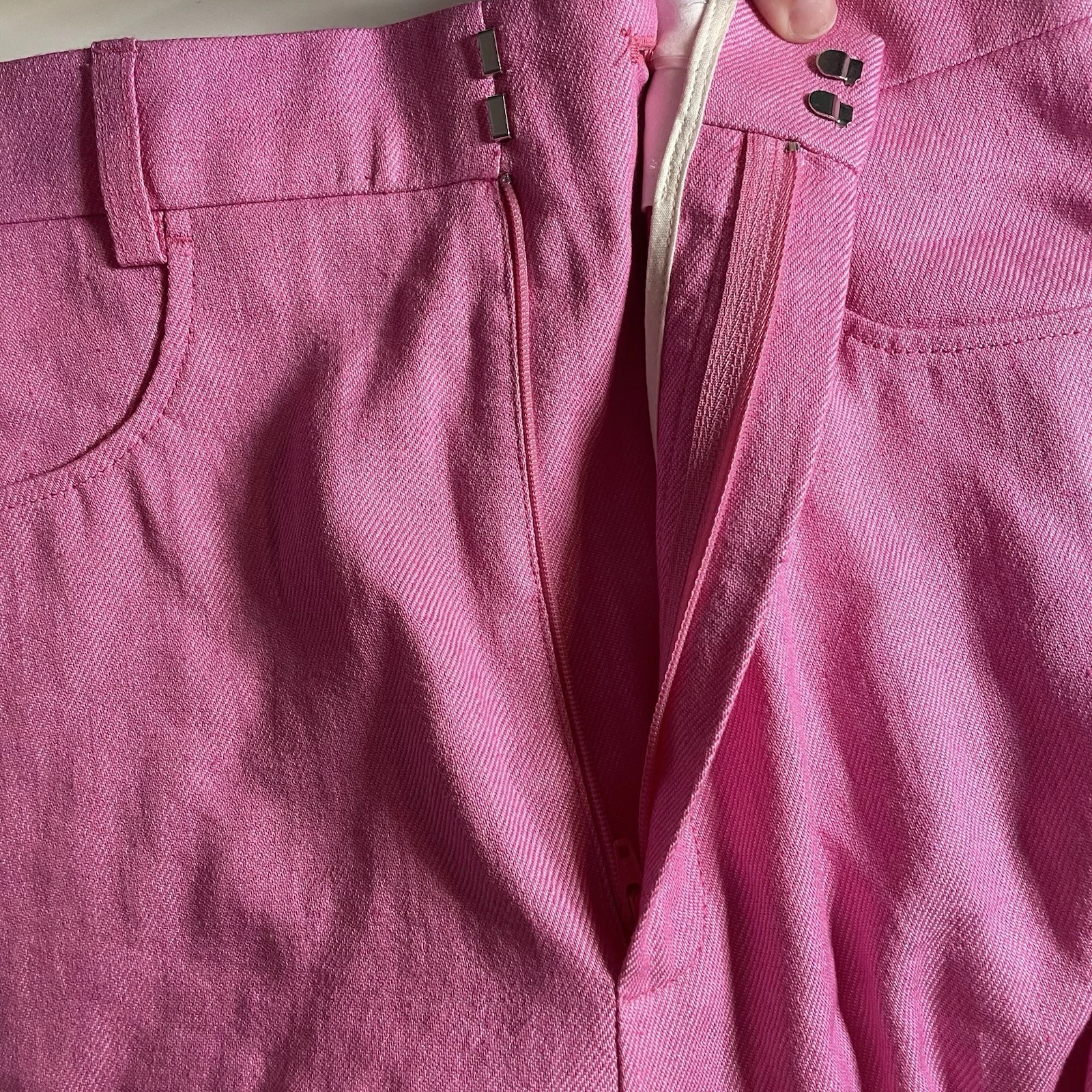 Pantaloni Jacquemus rosa misto lino gamba larga Le Splash XS NUOVI CON ETICHETTE