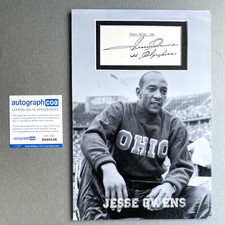 JESSE OWENS (†1980) 4x mistrz olimpijski 1936 podpisany passepartout 20x30 autograf COA