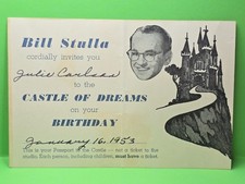 Rare Vintage 1953 Bill Stulla KHJ TV Castle of Dreams Birthday Invitation Card