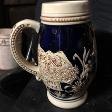 Vintage 'Auf DerAlm da Gibts Koa Sund' Porcelain Gertz German Beer Stein 7.75”