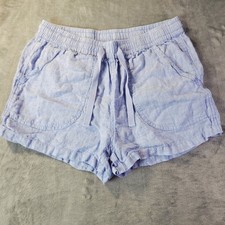 Quince Womens 100% European Linen Shorts Light Blue Elastic Waist Small Luxury