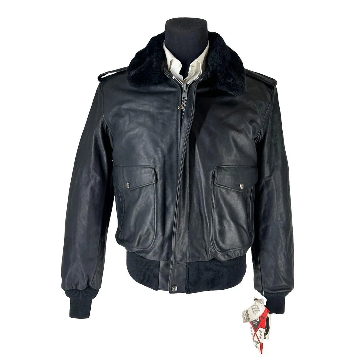 【Schott】ジップアップジャケット　赤タグ　黒　古着used 6TAS1 Schott Leather Coats, Jackets & Vests for Men for Sale - Shop New