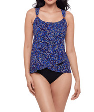 Miraclesuit PLUM MULTI Spotlight Dazzle Scoop Neck Tankini Swim Top, 14