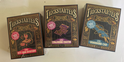 3x Trickstarters Magic Trick Sets Zach King Vanishing Car Conjuring Crayon Coin
