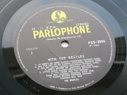 WITH THE BEATLES  1963  SINGAPORE    LP    PARLOPHONE PCS  3045
