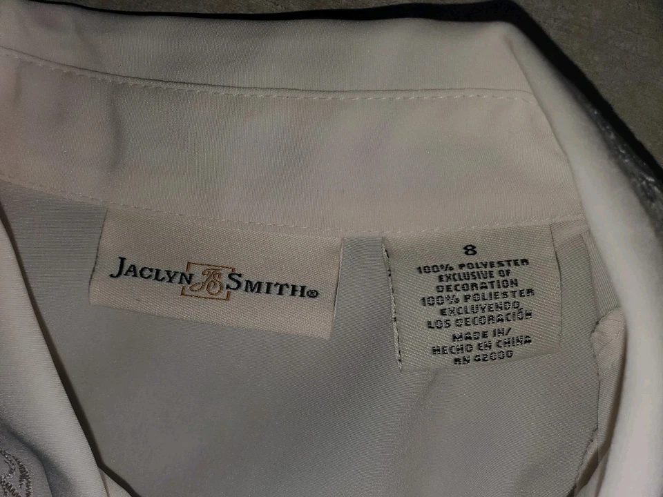 Blusa Vintage Jaclyn Smith Bordada Abotonada Plisada Blanca Talla 8 Foto 3 de 4