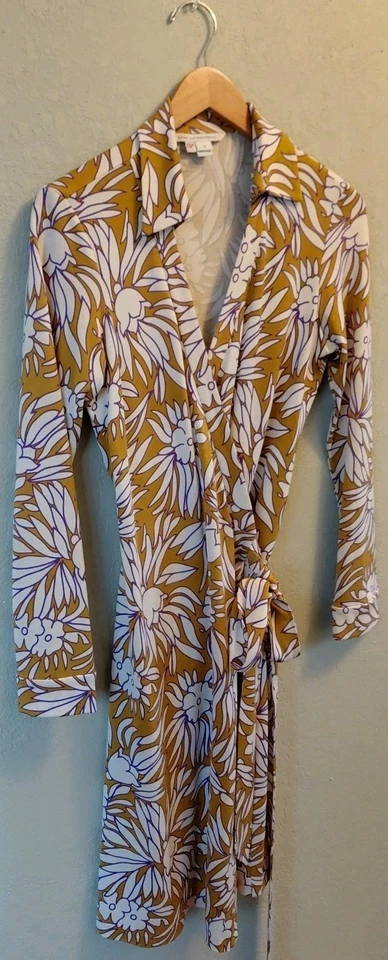 Vestido envolvente de seda manga larga para mujer Diane von Furstenberg talla 12  Foto 3 de 4