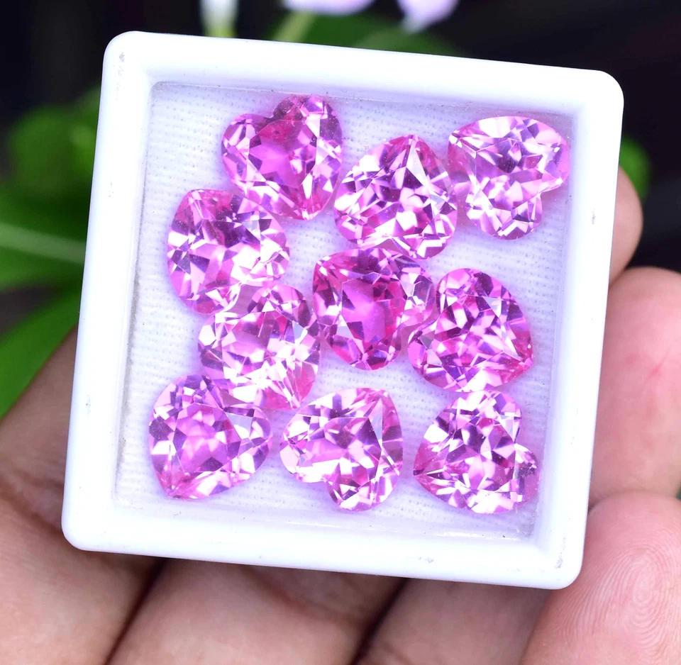 Piedra preciosa suelta impecable certificada corazón rubí rosa Mogok natural de 10 piezas Foto 2 de 4