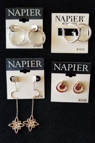 NWT ~ Lot of 4 Napier Gold & Silver Tone Pierced Carded Earrings