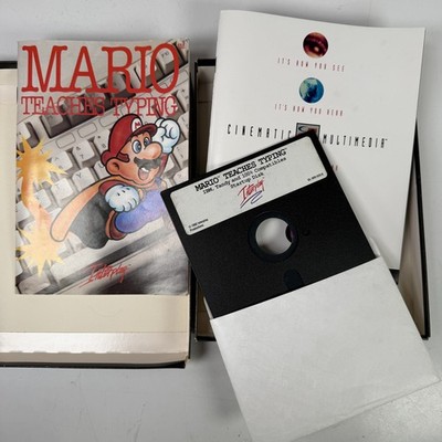 Mario Teaches Typing IBM PC Tandy DOS Floppy Disk Big Box Game Interplay 1992