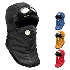 Winter Thermal Trapper Hat with Glasses Winter Cycling Windproof Ski Mask Cap US