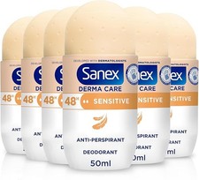 Sanex Derma Care Sensitive Antiperspirant Deodorant Roll On 48h Gentle 6 x 50ml