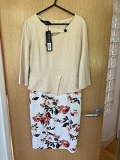 NWT Homeyee Beige Floral Evening Occasion Dress Size 14