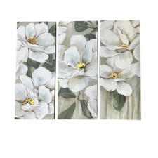 3 Piece Canvas Wall Art Set Big Bright White Flowers Home Botanical Decor New