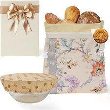 Reusable Beeswax Bread Bags and Bowl Cover Set -Organic Cotton Beeswax Bread Bag