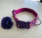 Blueberry Pet Pink/Purple Floral Heavy Duty Large Breed Dog Collar & Flower — photo 3