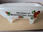 VINTAGE MILK GLASS SOUVENIR BATHTUB Manhattan Kansas Claw foot 5"