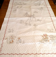 VTG DISNEY Bambi  Friends Cross Stitch Baby Quilt Started-UNFINISHED No Thread