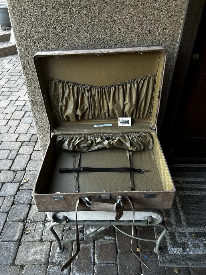 Винтажный коричневый кожаный замшевый чемодан Hartmann подпоясанный 21 x 12 x 7 дюймов с ключом - Изображение 3 из 4