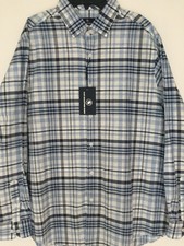 Hart Schaffner Marx Large L Button Front Long Sleeve Shirt White Plaid Men NWT