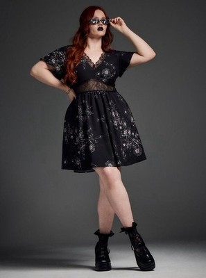 Torrid Nightfall Babydoll Mini Dress Deep Black Size 12 / 0X NWT