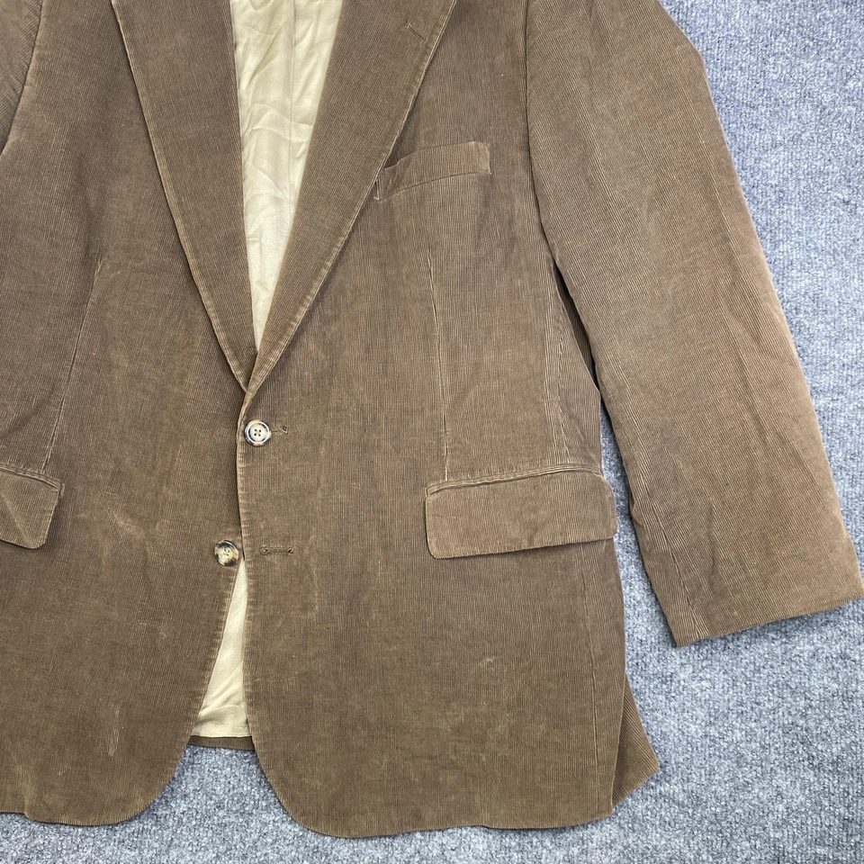 Blazer Vintage Polo University Club Para Hombre Grande Marrón Pana Hecho en EE. UU. Años 80 Foto 3 de 4