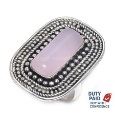 Valentines Sale 925 Silver Natural Rose Quartz Channel Set Heart Chakra New Ring