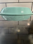 Vtg. 50's Pyrex Ovenware Milk Glass Pie Quiche Baking Dish Turquoise.