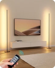 EDISHINE Modern Corner Floor Lamp, Set of 2, Dimmable LED Floor Lamp, Black
