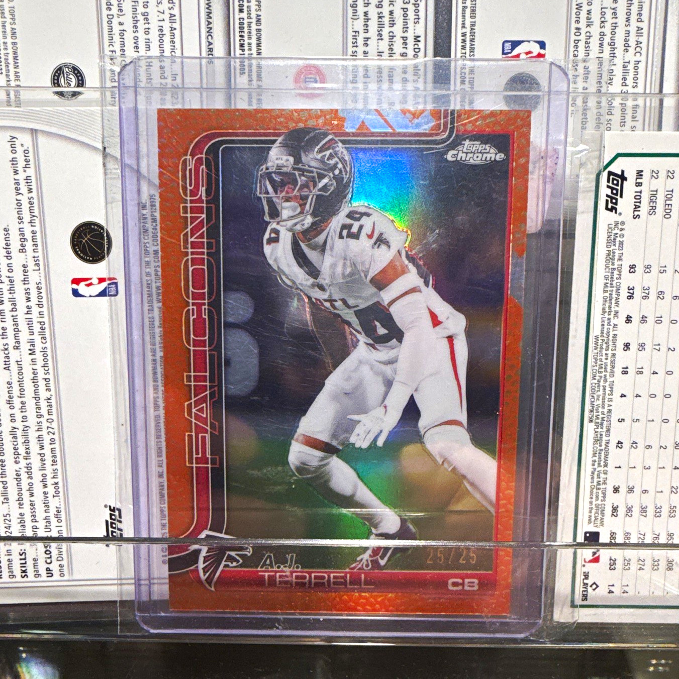 A.J. Terrell 2025 Topps Chrome Orange Leather Refractor 25/25 #19 Falcons