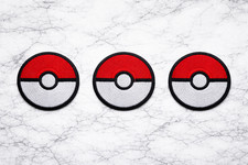 POKEBALL POKEMONLOT OF 3 SMALL 2 3/8" ROUND Embroidered Iron/Sew On Patch