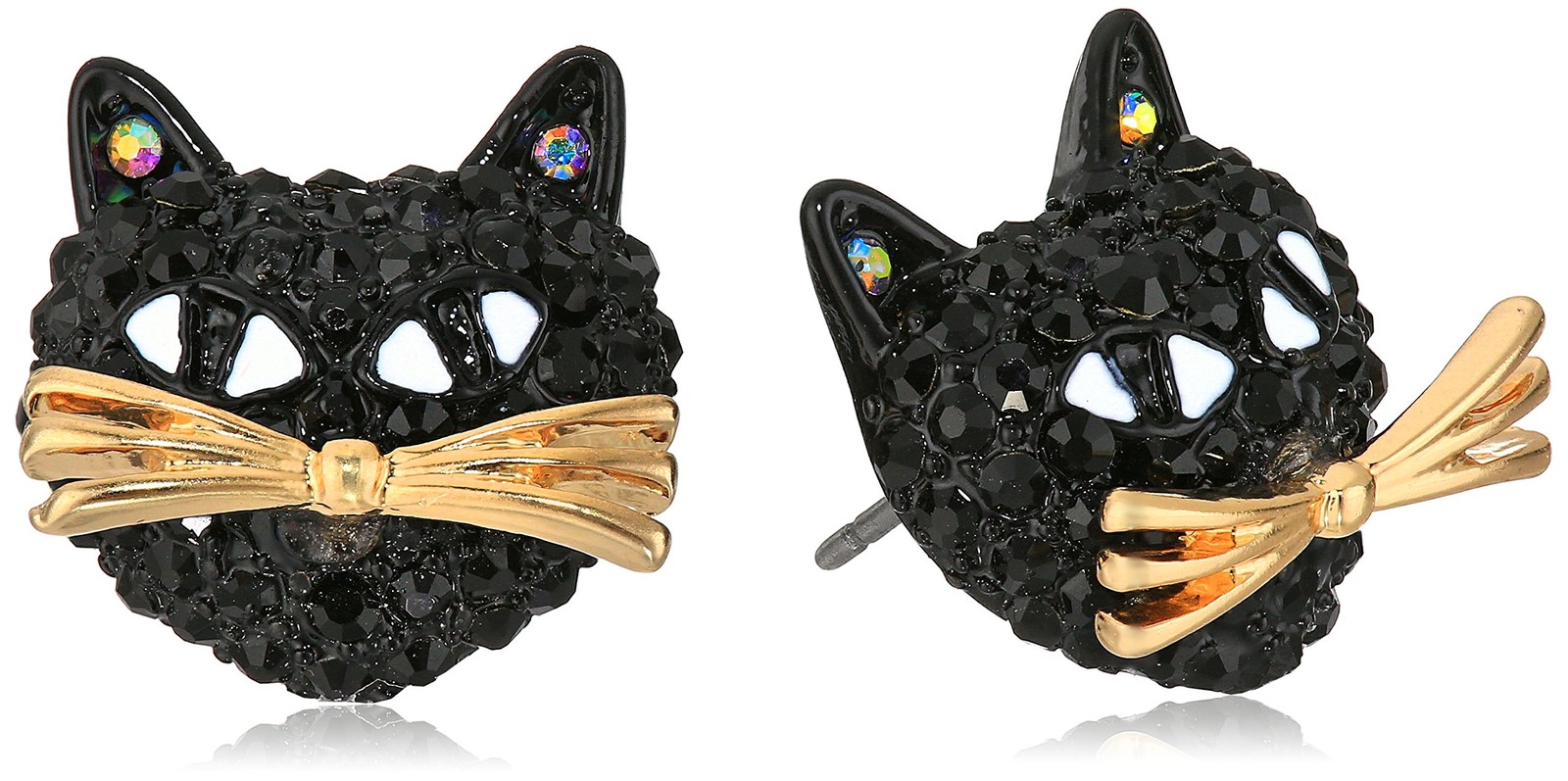 Sparkling Women's Cat Stud Earrings with Rhinestones - Fashion Jewelry Gift
