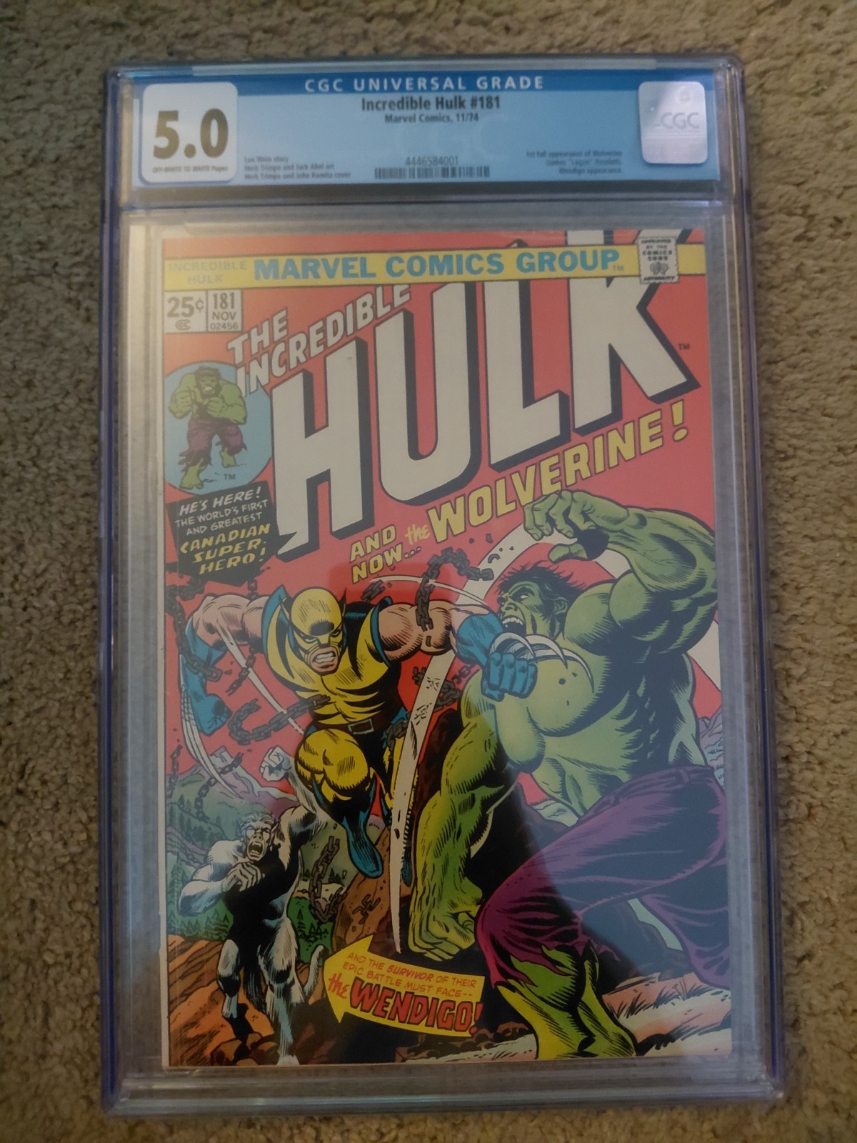 Incredible Hulk #181 CGC 5.0 -- First Full Appearance of Wolverine!