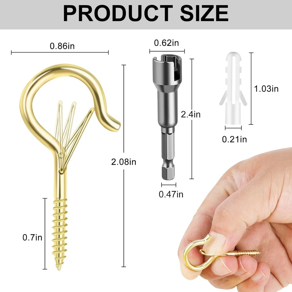 36 PIEZAS Q-Hanger Ganchos, Ganchos de Tornillo para Luces de Cadena Exterior, 1 Destornillador de Tuerca de Ala, Foto 3 de 4