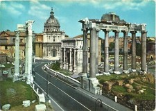 Rome Italy Roman Forum Temple of Saturn Chrome Postcard Posted 1960s