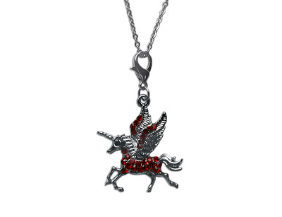 Edelstahl Halskette 40 - 75cm mit Charm Anhänger Pegasus (3,5 x 3,2cm) (312) 