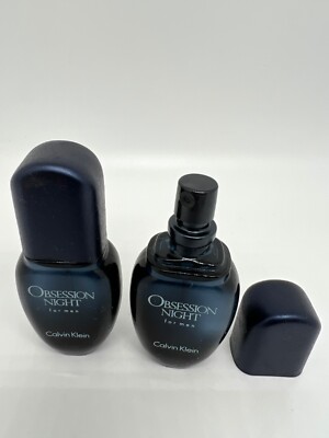 Lot of 2 OBSESSION NIGHT MEN by CALVIN KLEIN 0.25 oz / 7.5 ML EDT Spray No Box