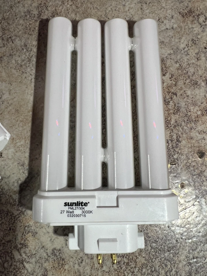 SUNLITE FML 27W 3000K Warm White Quad Tube GX10Q-4 4Pin Base Fluorescent Bulb - Image 2 of 4