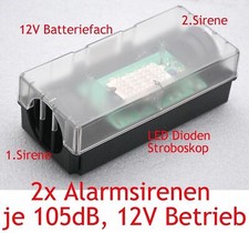 12VOLT PODWÓJNA SYRENA Z 105 DECYBELAMI I STROBOSKOPEM 20xDIODY LED SYRENA ALARM NOWA