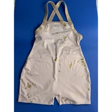 JUSTICE Gymnastics Dance Pink & Gold Leotard Biketard Criss Cross Back XL 16/18