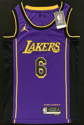 NWT Nike LeBron James Los Angeles Lakers #6 Purple Statement Swingman Jersey 36 - Picture 3 of 7
