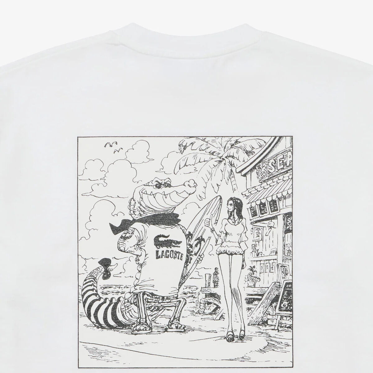LACOSTE × ONE PIECE Cover art back print T-shirt white black LACOSTE × ONE PIECE Cover art back print T-shirt white black
