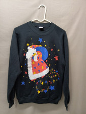 Men's Vintage Jerzees Christmas Santa Crewneck Sweatshirt L b084