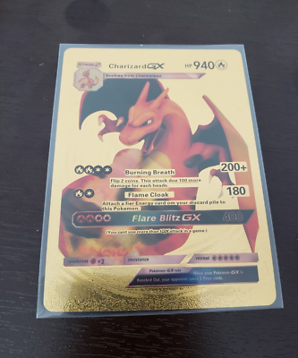 Charizard GX HP940 GOLD Foil Fan Art Display Card - NM | eBay