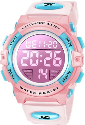 Watch Kids Girls Children Sports Watch Alert Dual Time LED Digital Watch